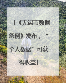 《无锡市数据条例》发布，“个人数据”可获得收益