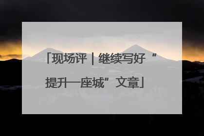 现场评｜继续写好“提升一座城”文章