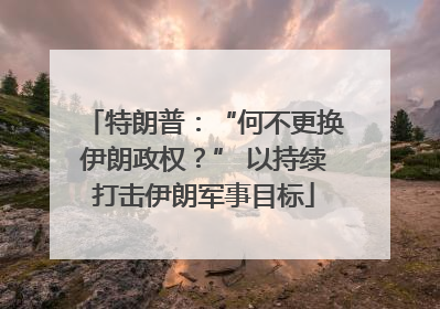 特朗普：“何不更换伊朗政权？” 以持续打击伊朗军事目标