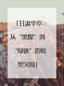 甘肃华亭：从“黑煤”到“绿链”的转型突围