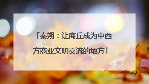 秦朔：让商丘成为中西方商业文明交流的地方