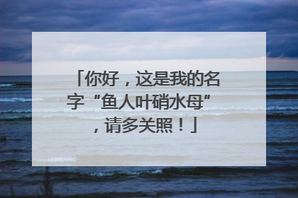 你好，这是我的名字“鱼人叶硝水母”，请多关照！