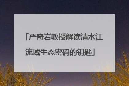 严奇岩教授解读清水江流域生态密码的钥匙
