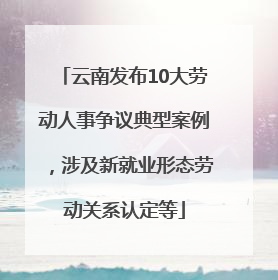 云南发布10大劳动人事争议典型案例，涉及新就业形态劳动关系认定等