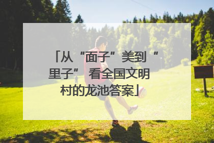 从“面子”美到“里子” 看全国文明村的龙池答案