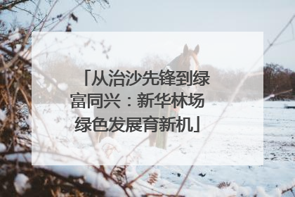 从治沙先锋到绿富同兴：新华林场绿色发展育新机
