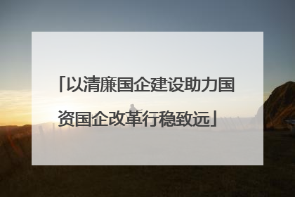 以清廉国企建设助力国资国企改革行稳致远