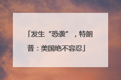 发生“恐袭”，特朗普：美国绝不容忍