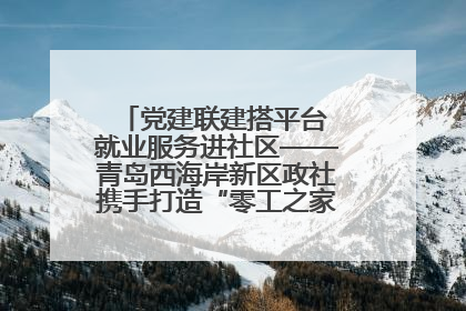 党建联建搭平台 就业服务进社区——青岛西海岸新区政社携手打造“零工之家”就业服务新阵地