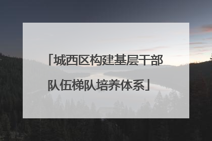 城西区构建基层干部队伍梯队培养体系