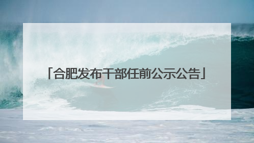 合肥发布干部任前公示公告
