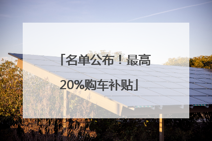 名单公布！最高20%购车补贴