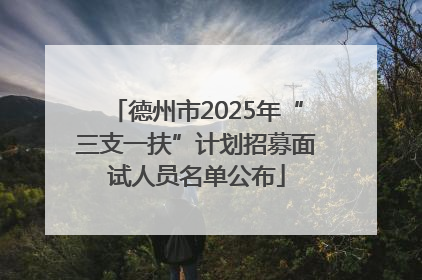 德州市2025年“三支一扶”计划招募面试人员名单公布