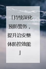 持续深化预防警务，提升治安整体防控效能