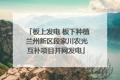 板上发电 板下种植 兰州新区段家川农光互补项目并网发电