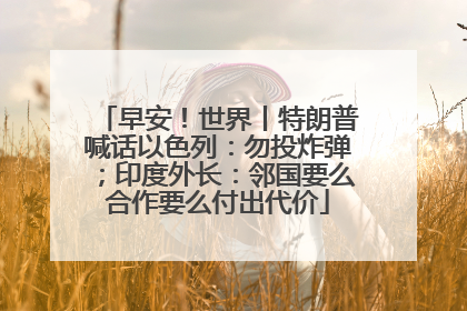 早安！世界丨特朗普喊话以色列：勿投炸弹；印度外长：邻国要么合作要么付出代价