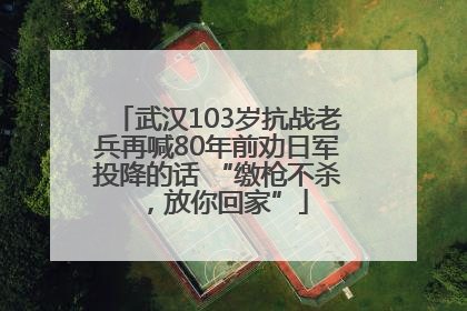 武汉103岁抗战老兵再喊80年前劝日军投降的话 “缴枪不杀，放你回家”