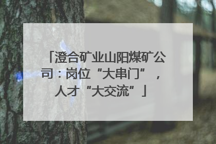 澄合矿业山阳煤矿公司：岗位“大串门”，人才“大交流”