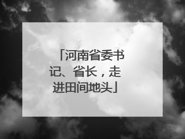 河南省委书记、省长，走进田间地头