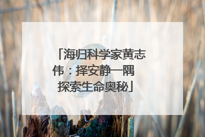 海归科学家黄志伟：择安静一隅 探索生命奥秘