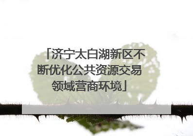 济宁太白湖新区不断优化公共资源交易领域营商环境