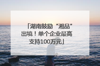 湖南鼓励“湘品”出境！单个企业最高支持100万元