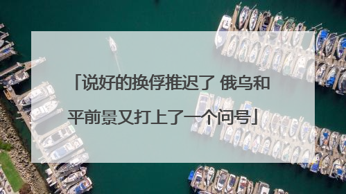 说好的换俘推迟了 俄乌和平前景又打上了一个问号