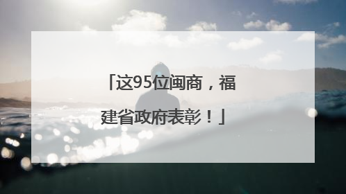 这95位闽商，福建省政府表彰！