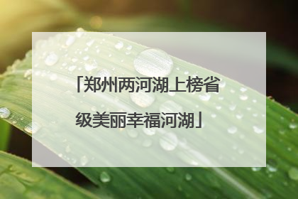 郑州两河湖上榜省级美丽幸福河湖