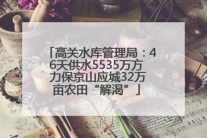 高关水库管理局：46天供水5535万方 力保京山应城32万亩农田“解渴”
