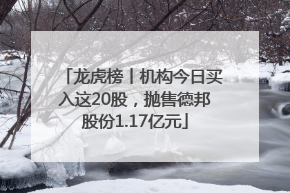 龙虎榜丨机构今日买入这20股，抛售德邦股份1.17亿元