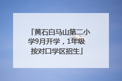 黄石白马山第二小学9月开学，1年级按对口学区招生
