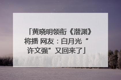 黄晓明领衔《潜渊》将播 网友：白月光“许文强”又回来了