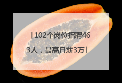 102个岗位招聘463人，最高月薪3万