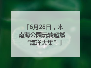 6月28日，来南海公园玩转超燃 “海洋大集”
